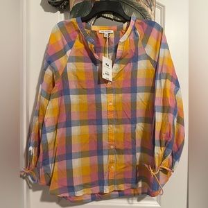 Nwt Free Assembly checkered blouse